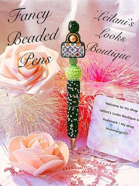 Fancy beaded Pen/gifts/multicolor purse/green beads